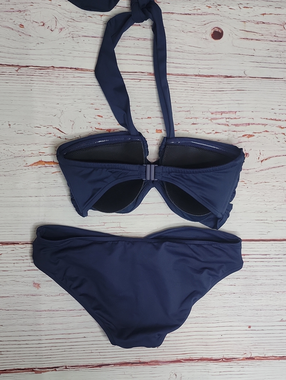 Seafolly Navy Halter Bandeau Bikini US Size 8 - Picture 7 of 11